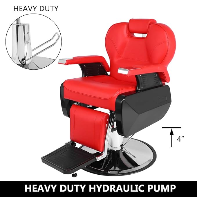 OmySalon All Purpose Hydraulic Barber Chair Recline 360 Degree Swivel Height Adjustable Heavy Duty Hairdresser Chair Beauty Salon Spa Tattoo Styling Equipment