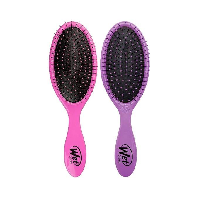 Wet Brush Detangling Brush, Original Detangler (Pink & Purple, 2 Pack), Wet & Dry Tangle-Free Hair Brush for Women & Men, No Tangle, Soft and Flexible Bristles for Straight, Curly and Thick Hair