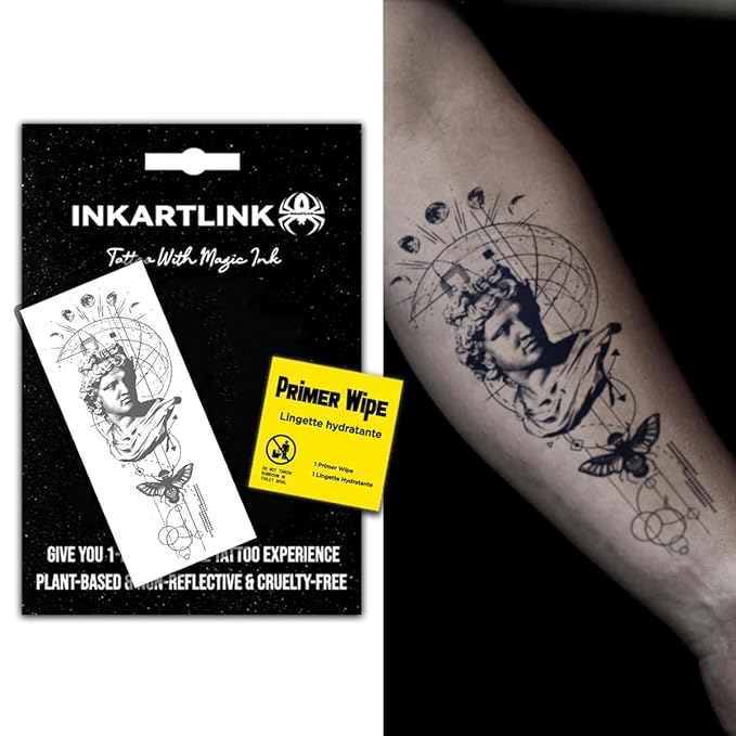INKARTLINK semi-permanent tattoos, party tattoos for men's arms, offer exquisite and realistic designs that are waterproof and glare-proof. (Greek geometric creative tattoo 3）