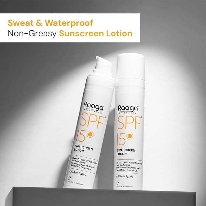 SPF 15 Sunscreen Lotion | 1.86 Fl Oz (55 ml) | with Broad Spectrum UVA & UVB Rays Protection | Waterproof & Non Greasy Sunblock Lotion