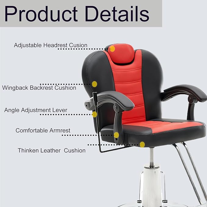 Hair Salon Chair, Styling Reclining Barber Chair,102°-140° Reclining Barber Chairs for Barbershop, Heavy Duty Hydraulic Pump 360° Swivel Salon Chair for Hair Stylist