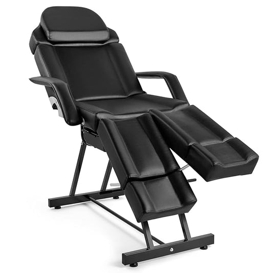 Artist hand Massage Table Facial Bed Eyelash Extension Massage Bed with Tray, Split Footrests (Black)