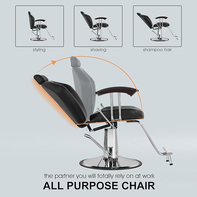 Artist hand Stylist Chairs for Salon All Purpose Barber Chair Reclining Salon Chair, Both Sides Levers for Left-Handed