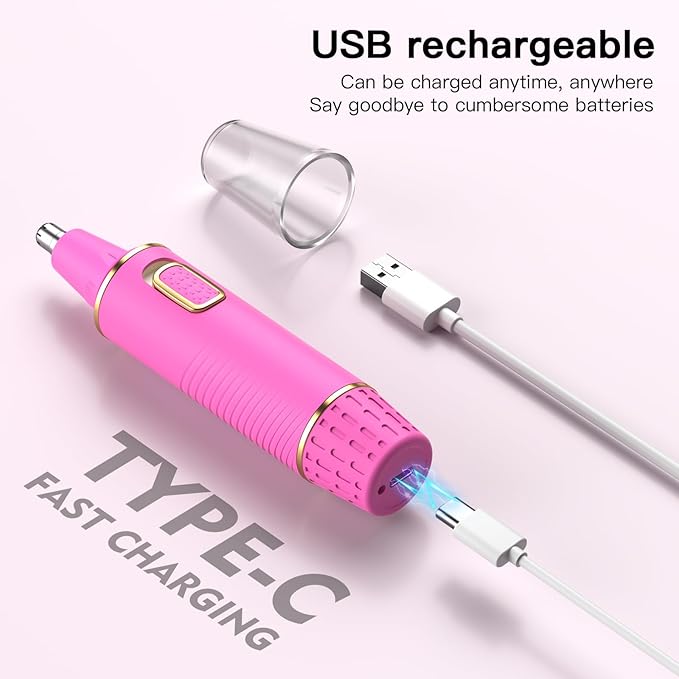 Nose Hair Trimmer for Women, 2025 Painless USB Rechargeable, IPX7 Waterproof Dual Edge Blades (Rose)