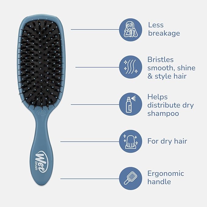 Wet Brush Shine Enhancer Hair Brush, Elemental Blue, Ultra-Soft IntelliFlex Bristles, Natural Boar Bristles for All Hair Types, For Women and Men, Wet and Dry, All Ages