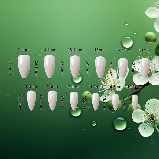 Plum Blossom Press on Nails 24Pcs Flower Acrylic Full Cover Fake Nails Peach Blossoms Gel Glue on Fingernail Glossy Pink Gradient Medium Almond False Nail Summer Stick on Nail for Holiday Manicure Art