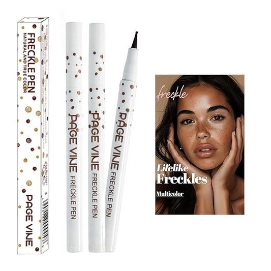 2 Pack Freckle Pen,Liquid Face Fake Freckles Makeup Pen to Create Natural Freckle Makeup and Freck beauty,Fake Freckles Waterproof for Lifelike Sunkissed Makeup,Mole Pen (01Light+03Dark)