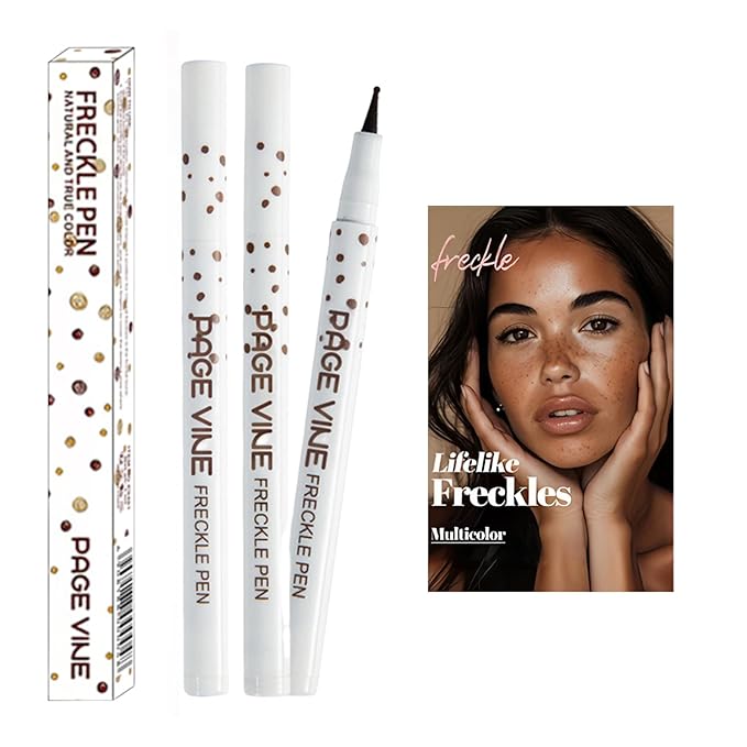 2 Pack Freckle Pen,Liquid Face Fake Freckles Makeup Pen to Create Natural Freckle Makeup and Freck beauty,Fake Freckles Waterproof for Lifelike Sunkissed Makeup,Mole Pen (01Light+02Medium)