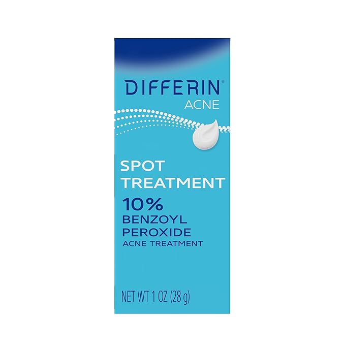 Differin Acne Spot Treatment with 10% Benzoyl Peroxide, Maximum Strength OTC Acne Treatment, Fast Acting Spot Treatment for Face, 1 oz