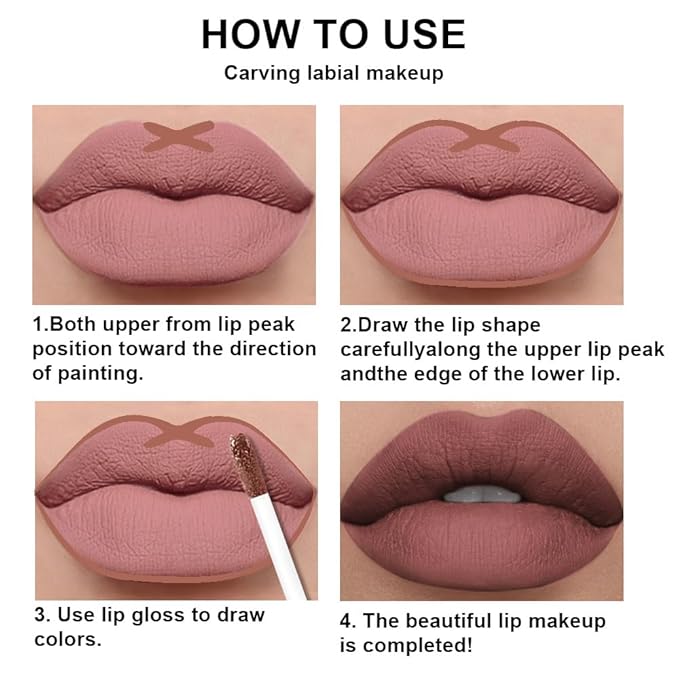 evpct 2Pcs Nuetral Nude Matte Lip Liner and Lipstick Combo Set for Women, Nude Lip Combo Set Liquid Lips Stick Gloss and Lipliner Stain Set Long Lasting Waterproof, Lips Makeup Pack 24 Hours originale