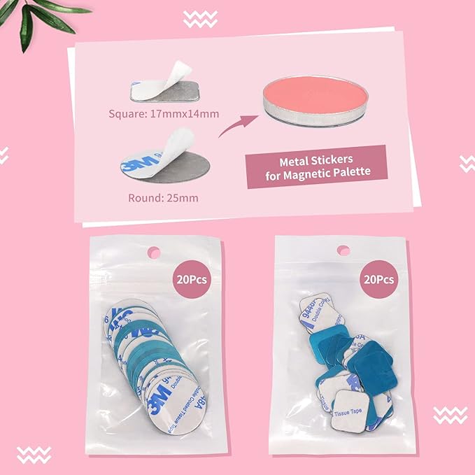 Empty Magnetic Eyeshadow Palette with Clear Top, Travel Makeup Organizer with 40Pcs Adhesive Metal Stickers For DIY Your Own Eyeshadow Lipstick Blush Powder (Small Palette - 4.8'' x 4'')