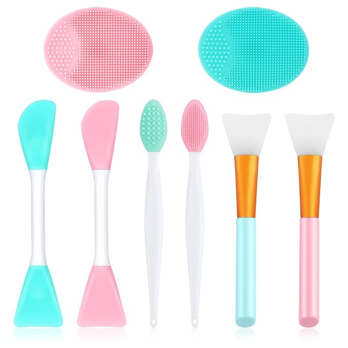 Silicone Face Scrubber, 2pcs Exfoliating Lip Brush, 4pcs Cleansing Brush,2pcs Face Mask Brush Exfoliator Blackhead Skin Tool