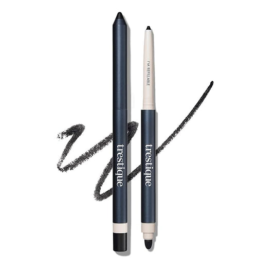 TRE'STIQUE Eyeliner, Refillable Long Lasting Eyeliner Pencil With Built-In Smudger And Sharpener, Clean Beauty Eye Pencil, Sustainable