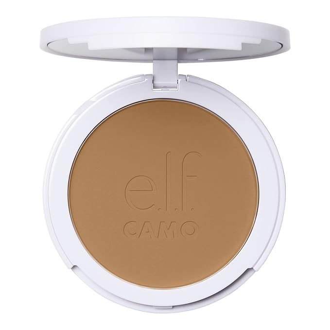 e.l.f. Camo Powder Foundation, Lightweight, Primer-Infused Buildable & Long-Lasting Medium-to-Full Coverage Foundation, Medium 355 W