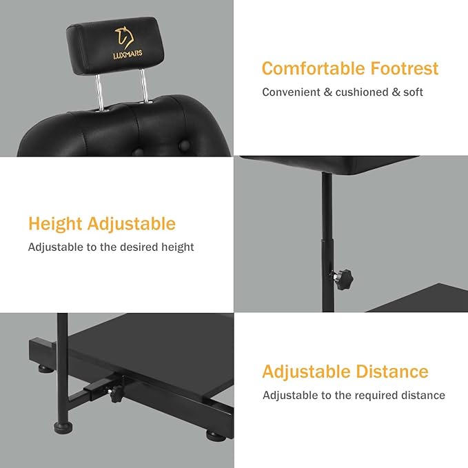 Reclining Pedicure Chair with Foot Massage Basin & Stool, Hydraulic Adjustable Pedicure Chair Station, 360° Rotation Beauty Spa Salon Unit Station Black