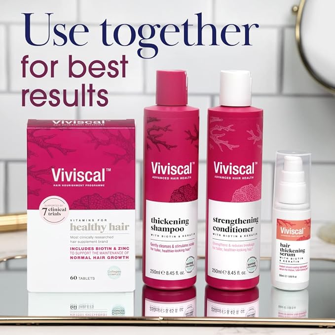 Viviscal Thickening Shampoo, Formulated With Biotin And Keratin, Fortified With Marine Collagen And Seaweed Extract, Strengthens And Reduces Breakage, Healthier Looking Hair 250ml (8.45 fl. oz.)