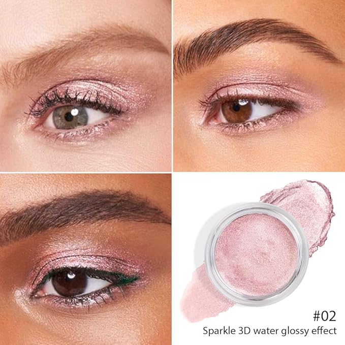 Rose Pink Mousse Single Eyeshadow Palette –Neutral Matte & Shimmer Eyeshadow,Mini Cream Glitter Eye shadow,Long Lasting Highly Pigmented Eye Makeup Compact Travel Siz Eye shadow for Older Women 02#