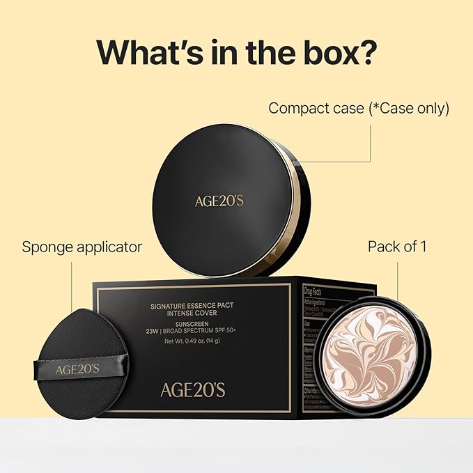 [NEW] AGE20'S Signature Essence Pact | 27W WARM HONEY | Vegan Korean Cushion Foundation | Pack of 1 | Cream Foundation, Dewy & Glow Finish, Natural Coverage, SPF 50+