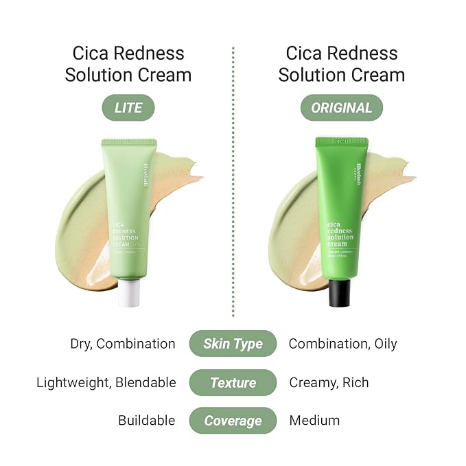 Meebak Cica Redness Solution Lite – Green Color Correcting CC Cream for Redness Relief w/Niacinamide & Centella Asiatica, Korean Tone Up Cream, Tinted Moisturizer for Sensitive, Fair to Medium Skin