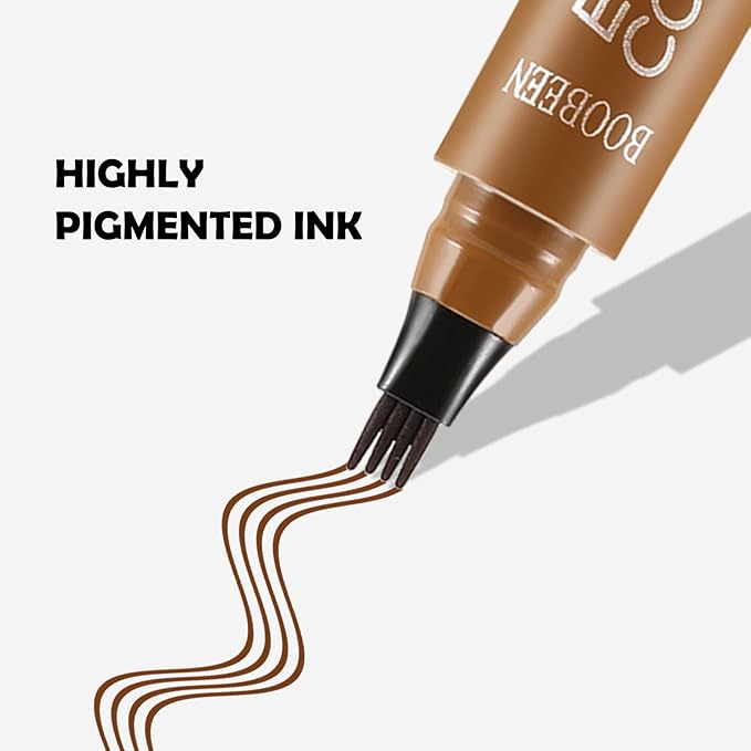 Boobeen Liquid Eyebrow Pen, Microblading Eye Brow Pencil with 4 Micro Tip, Waterproof Brow Pen Filler Creates Natural Brow Makeup, Long-lasting