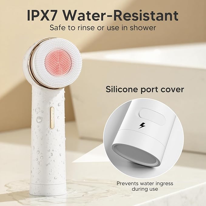 Bidirectional Rotation Facial Cleansing Brush for Women,Rechargeable Waterproof Face Exfoliator Brush for Deep Cleansing,Women Mom Her Christmas Gifts/Stocking Stuffer White
