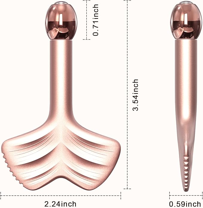 Stainless Steel Gua Sha & Face Rollers - Metal Roller for Eyes & Neck, Anti-Aging Facial Massage Tools, Gua Sha Facial Tool Kit (Leaf Shape)