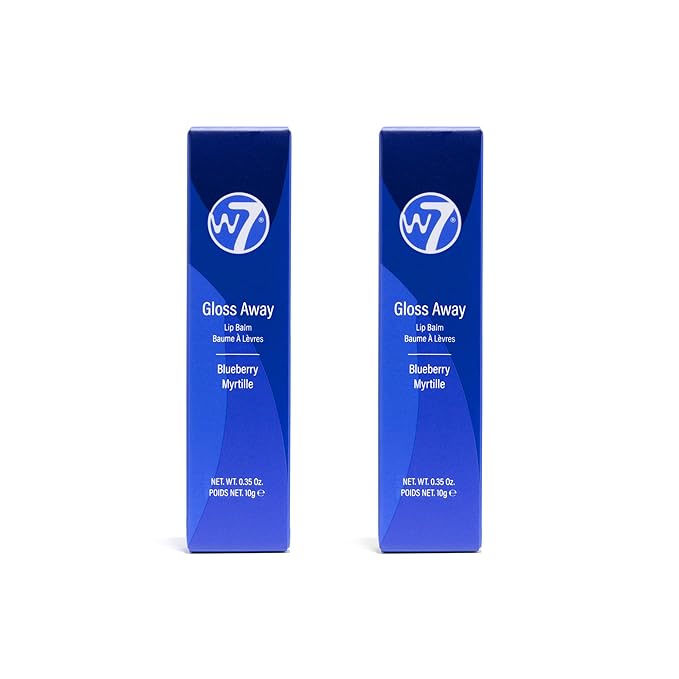 W7 Gloss Away Lip Balm - 2 Piece Set - Nourishing Lip Balm Formula With Shea Butter - Blueberry