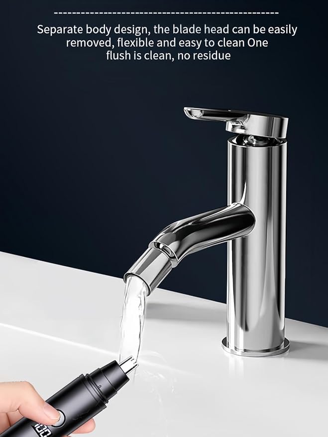 Ear and Nose Hair Trimmer for Men Women with Detachable Head, Professional Painless USB Rechargeable Nose Hair Trimmer, Powerful Motor and Washable Blades, Lightweight Black (Black Single-Piece)