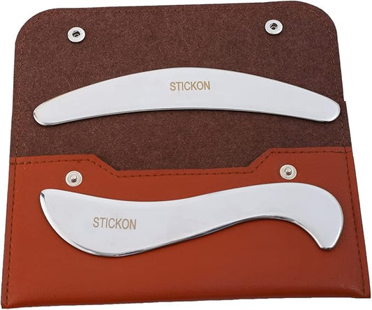 STICKON Gua Sha Stainless Steel 2 in 1 Muscle Scraper Tools Set, Scraping Massage Tools IASTM Tools for Physical Therapy Great Soft Tissue Mobilization Tool(STICKON-34)