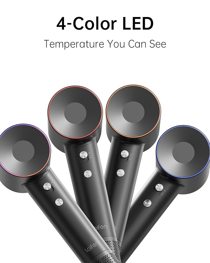 Laifen Swift Hair Dryer with Diffuser, High Speed 200M Ionic Blow Dryer with 110, 000 RPM Brushless Motor for Fast Drying, Low Noise, Hairdryer with Magnetic Nozzle