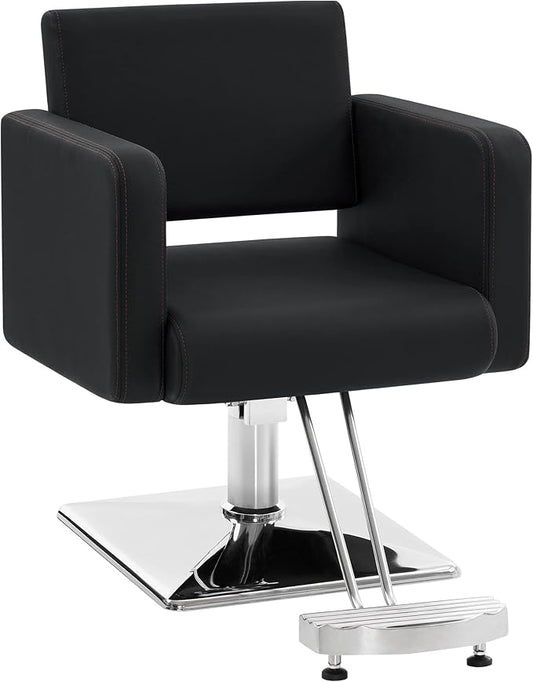 BarberPub Classic Styling Salon Chair for Hair Stylist, Barber Chair with Hydraulic Pump, Beauty Barbershop Salon Spa Equipment 3805 (Black)