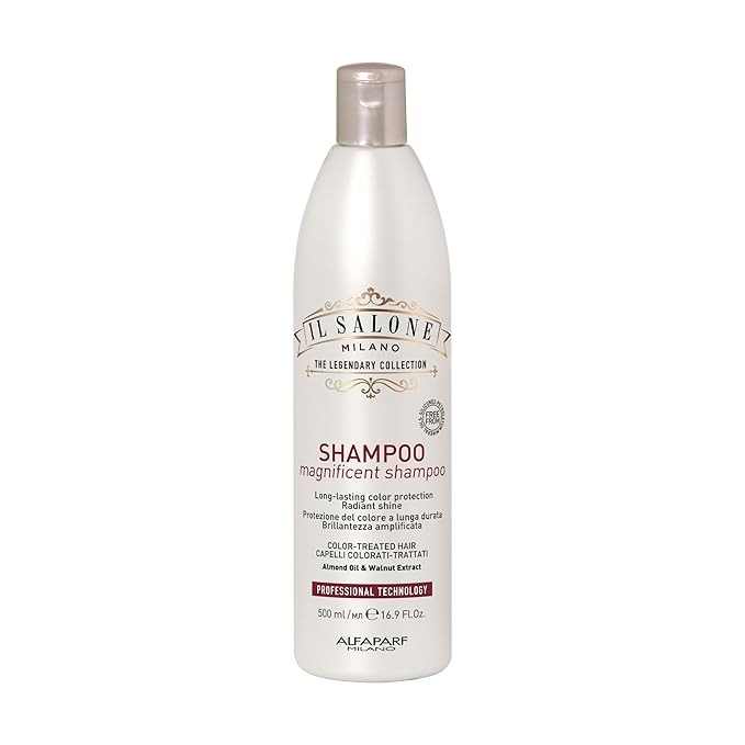 Il Salone Milano Professional Magnificent Shampoo - Color Safe Shampoo for Processed and Color Treated Hair - Enriched with Almond Oil for Radiant Shine - Salon-Quality Hair Care (16.9 oz / 500 ml)
