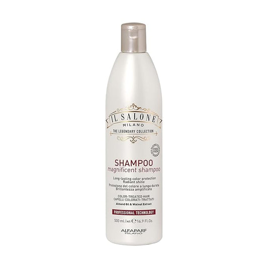 Il Salone Milano Professional Magnificent Shampoo - Color Safe Shampoo for Processed and Color Treated Hair - Enriched with Almond Oil for Radiant Shine - Salon-Quality Hair Care (16.9 oz / 500 ml)