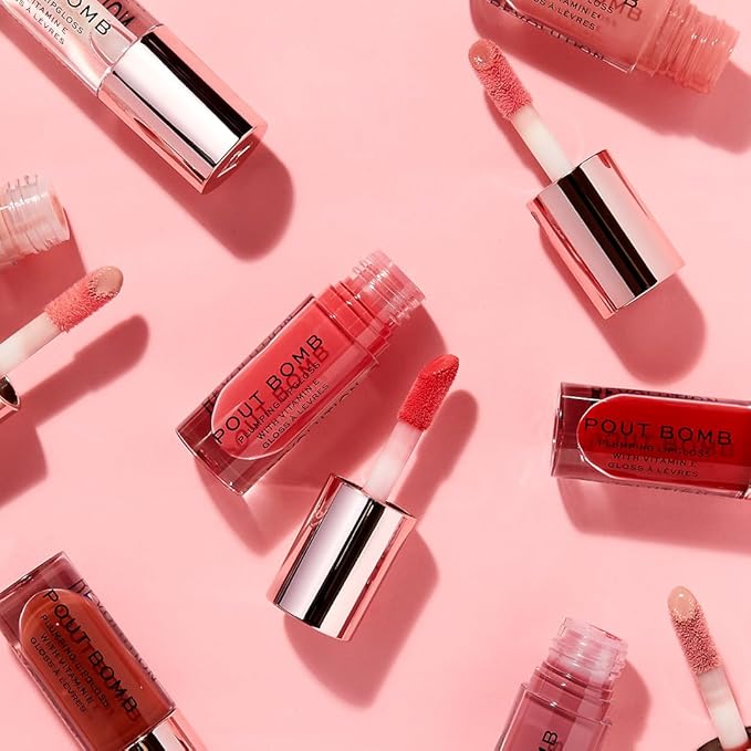 Revolution Beauty London, Pout Bomb Plumping Lip Gloss, High Shine, Rich Glossy Pigment, Infused with Vitamin E, Juicy Red, 0.15 fl oz