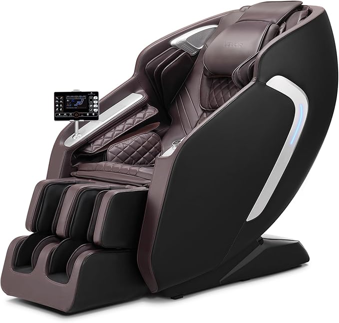 VEVOR Massage Chair, 4D Full Body Zero Gravity Recliner with SL Track, Yoga Stretch, AI Voice Control, Heat, Foot Roller, Retractable Pedal, 36 Airbags, LCD, Armrest Controls, Rolling Base