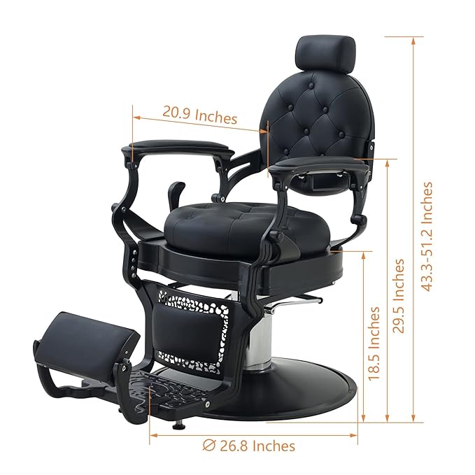Barber Chair Hair Salon Chair,Heavy Duty 700 LBS, for Hair Stylist Barber Beauty Tattoo Massage(Black Round)