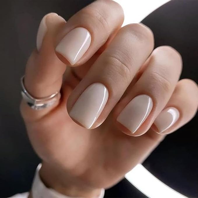 6 Packs (144 Pcs) French Tip Press on Nails - Jsiallye Wine Red/Black/Milky White Solid Color Short Square Press on Nails, Glue on with Nail in 12 Sizes - 24 Fake Nails Kit, Stick on Nails for Women