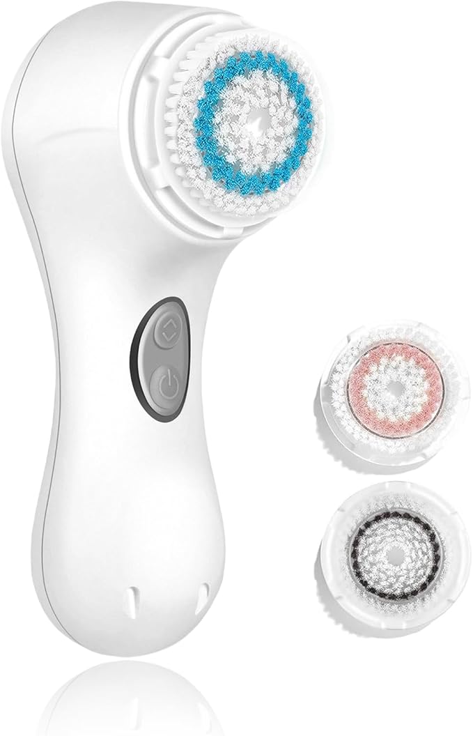 Microtree Electric Facial Cleansing Brush, Sonic Vibrating Rechargeable Face Scrubber Exfoliator, 2 Speeds for Gentle Clean, Face Brushes for Cleansing, Waterproof Face Wash Brush