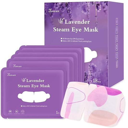 Steam Eye Mask for Dry Eyes, 18-Packs Eye Mask for Dark Circles and Puffiness, Self Heating Gentle Steam Warm Eye Mask for Relief Eye Fatigue, Lavender Scents