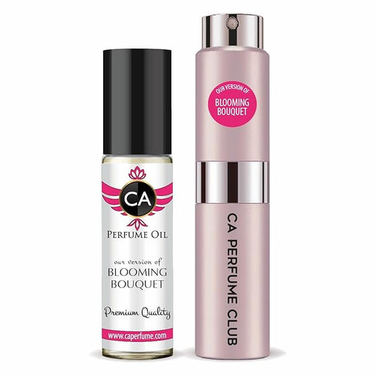 CA Perfume Duo Impression of Blooming Bouquet For Women Perfume Layering Set Long Lasting Travel Size EDP + Body Oil Roll-On Bottle 0.27 Fl Oz+0.33 Fl Oz