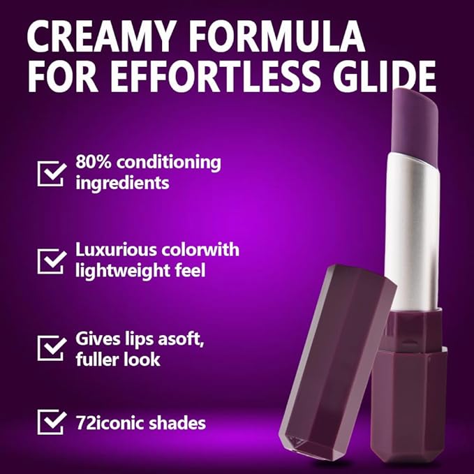 Dark Plum Purple Matte Lipstick - Pigmented Lip Crayon & Face Paint Stick for Women Everyday Halloween Birthday Party Wear, Younger-Looking Lip Makeup, Labial para fiesta de disfraces 09