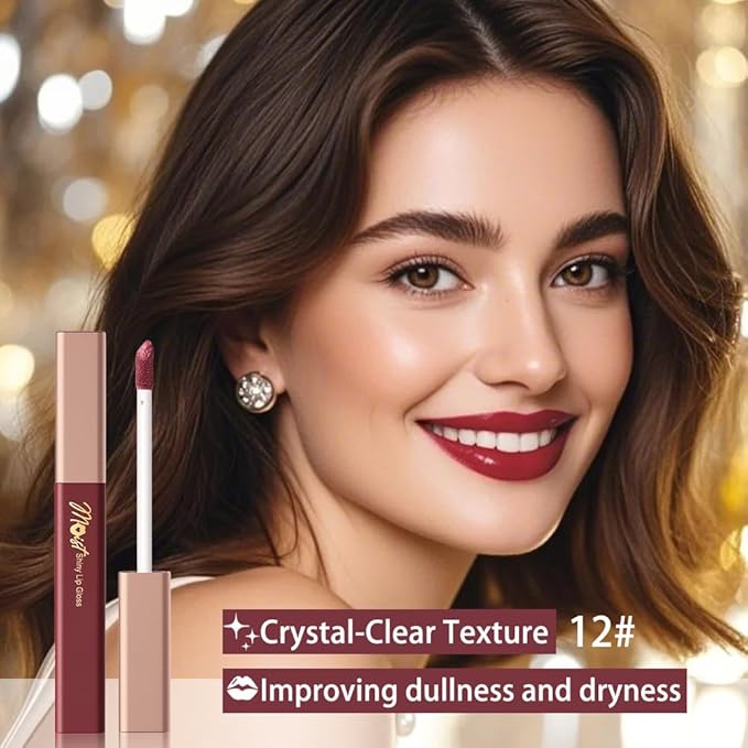 12 Colors Lip Gloss Set, High-Shine Waterproof Collection, Long Lasting Moisturizing Formula with Mirror Finish, Adult (12#, 1 Count (Pack of 1))