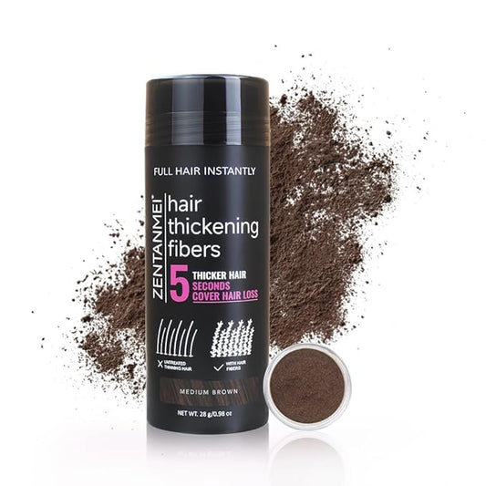 Hair Fibers for Thinning Hair for Women All-Natural Hair Building Fibers 0.98 Oz Hair Volume Powder Bald Spot Cover Up for Men & Women (Medium Brown)