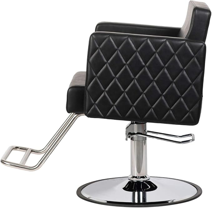 Buy-Rite Diamond Styling Chair for Salons & Spas, Modern Styling Chair with Diamond Stitch Pattern, Extra Wide Seat, Open Seat-Back for Cleaning, Lumbar Support Cushion, NIN-6613