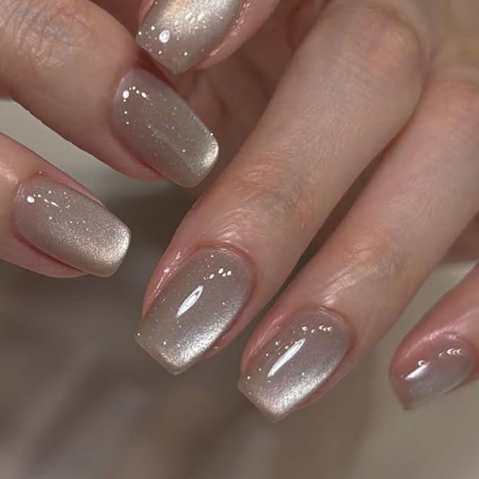 GLAMERMAID Press on Nails Extra Short Square, Pure White Spring Summer Handmade Gel Glue on Nails, Reusable Acrylic False Nails Manicure Kits for Women