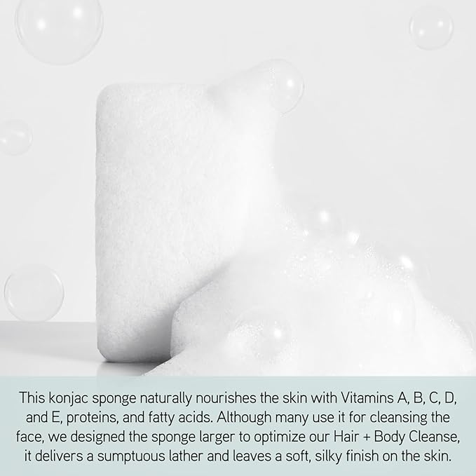 ILES FORMULA Haute Performance Hair + Body Cleanse + Natural Sponge - Gently Cleanse & Nourish Hair + Body, Sulfate, Silicone & Paraben Free, 500 ML