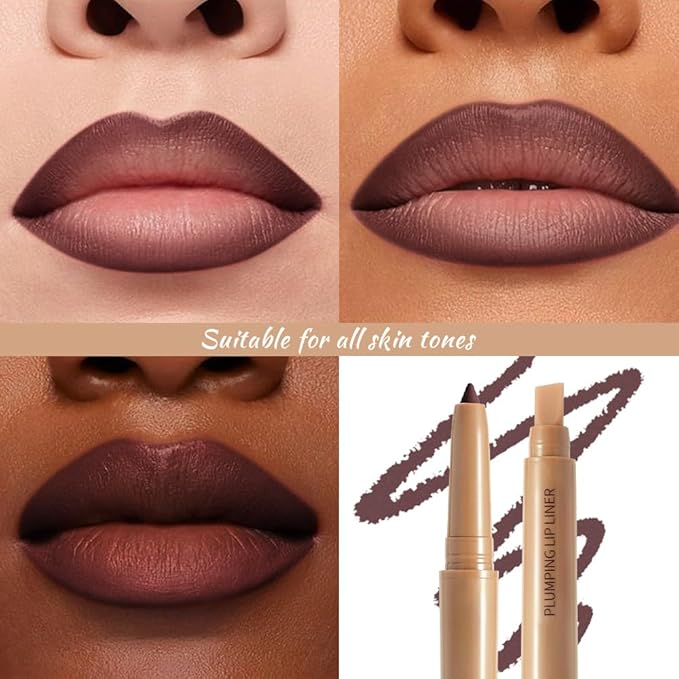 Maroon Matte Lip Liner Pencil, Plump Lip Liners Long-Lasting Creamy Formula, With Silicone Smudger for Define Contours & Sculpting Lip, Waterproof Non-Staining Crayon Lip Liner 08#