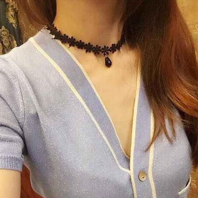 Black Choker Necklace Crystal Necklace Chain Short Collar Necklace Jewelry for Women and Girls