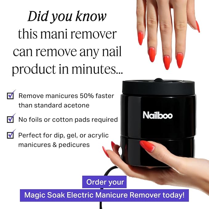Nailboo Acetone Nail Polish Remover & Heated Soak Off Bowl Kit – Pure Acetone 16fl oz & Electric Nail Removal System for Dip Powder, Gel Polish, Acrylic & Press Ons