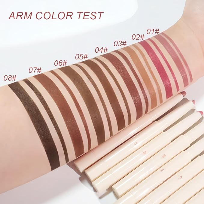 Plump Matte Crayon Lip Liner Pencil, Mocha Lipstick Lip Liners for Women, 24 Hour Long-Lasting Lip Gloss Makeup, With Silicone Smudger for Define Contours & Sculpting Lip, 04